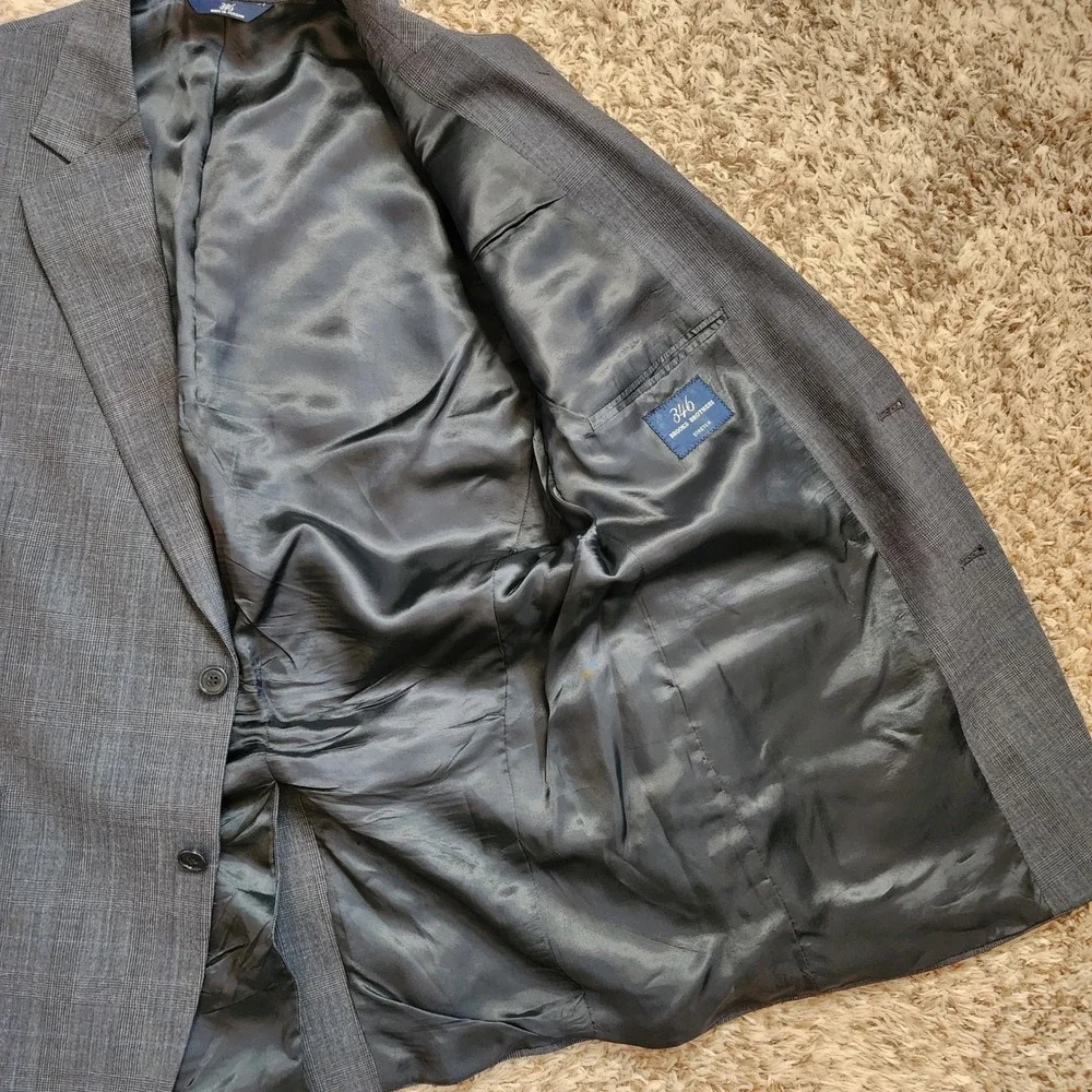 Brooks Brothers 346 Blazer Mens 44R Grey Glen Plaid Two Button Sport Coat